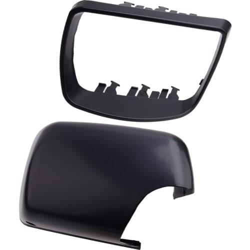 Black Right Side Rear View Door Mirror Cover Cap & Ring Fit for BMW X5 E53 1999 2000 2001 2002 2003-2006 51168266734 51168254904