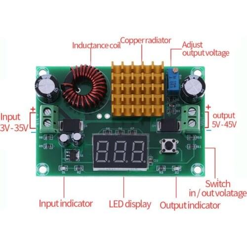 DC-DC Digital Boost Step Up Converter Power Supply Module 3-35V to 5V-45V 5A Coil New