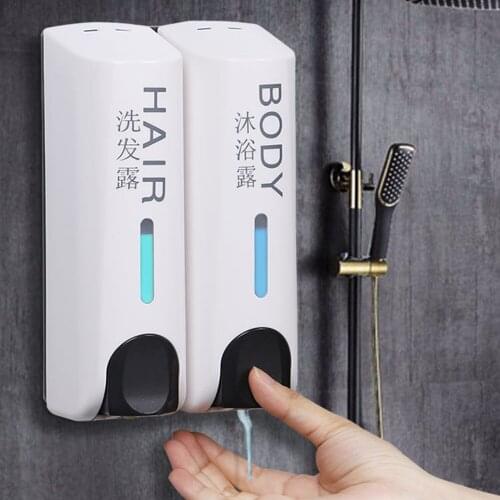 700mL Soap Dispenser Wall Mounted Liquid Soap Dispenser Shower Lotion Gel Shampoo Chamber Dispenser for Bathroom Kitchen
