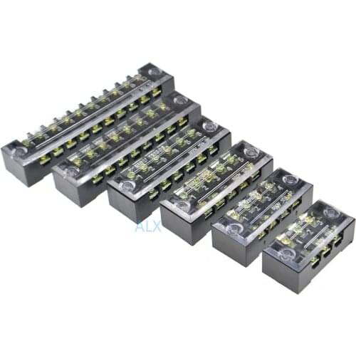 Dual Row Strip Screw Terminal Block 15A 600V Fixed Wiring Board wire connector TB-1503/TB-1504/TB-1506/TB-1508/TB-1510/TB-1512