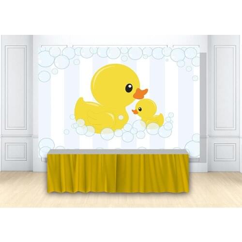Cute Little Yellow Duck Theme Baby Shower Bubble Backdrop Ducky Party Event Decoration Banner Background Photo Booth Studio Prop