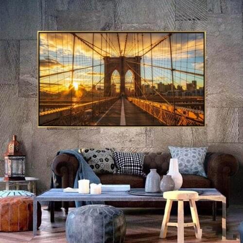 Canvas Art New York City printed poster wall art Brooklyn Bridge living room bedroom home decor
