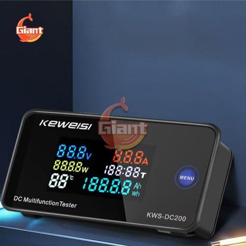 DC Voltage Current Power and Temperature Intelligent Digital Meter LED Color Screen DC0-200V With 100A Shunt