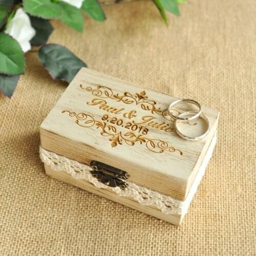 Custom Engraved Ring Box Wedding Ring Holder Box, Personalized Wedding Ring Bearer Box