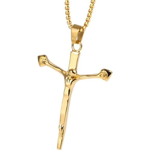 RIR Crucifiction Jesus On The Cross Pendant Necklace Christ Death Of God Jesus Piece Cross Necklaces Religious Jewelry