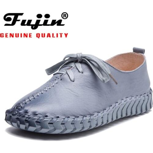 2021 Genuine Leather Loafers Casual Platform Shoes Woman Slip On Flats 2021 Bowtie Moccasin Comfortanble Creepers Women Shoes