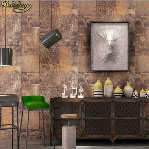 Beibehang Metal Tin Industrial Wind wallpapers for living room Bar Cafe 3D Vintage wall paper roll decoration home improvement