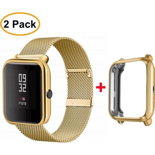 Case + Strap For Amazfit Bip Bracelet Metal Wrist Strap For Huami Amazfit Bip Lite S Wrist Strap Band Screen Protector Case Belt