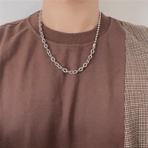 Fashion splicing titanium steel stainless steel necklace men and women all-match chain hot sale