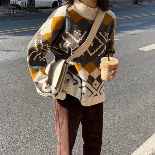 Fashion Sweater 2021 Autumn and Winter Thick Sweaters Women Pullovers Loose Clothes Casual Knitwear Jumper Warm Pull Femme 16473