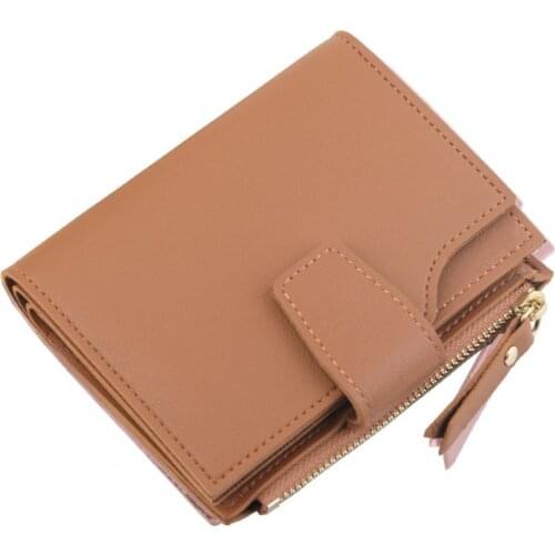 2021 Fashion Ladies Wallet Zipper Photo Holder Solid Color Blocking Luxury Card Holder Organizer for Women