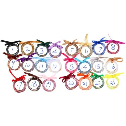 Glitter Jelly Bangles Bracelets Set for Women Glitter Filled Jelly Silicone Bracelets for Girls