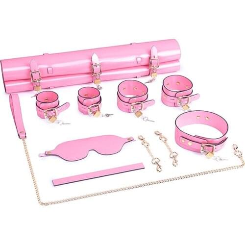 8pcs/set(Handcuffs+legcuffs+Collar+Blindfold+Ruler+Storage bag)Bondage kit Adult Games Slave Bdsm Hand Akle Cuffs Bondage Sextoy
