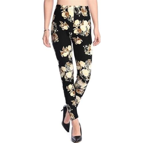 New 2021 Print Flower Leggings Leggins Plus Size Legins Guitar Plaid Thin Nine Pants Fashion Women Clothing Aptitud Trousers