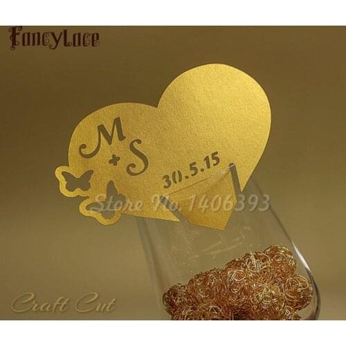 New 60pcs Love Heart Paper Place Name Card/Cup Card/Wine Glass Card For Wedding Decoration Table Decoration wedding Accessories