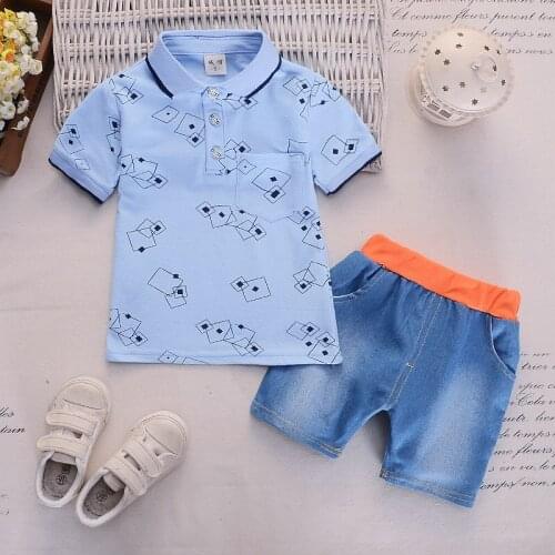 2019 Summer New Childrens Wear Set Summer Boys Short Sleeved Boys T Shirt Middle Pants Two-piece Set boys clothes