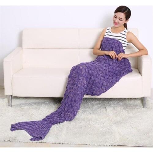 New Wholesale Large 90*190cm Knited Mermaid Tail Blanket Dress Adults Sleeping Bag manta cola de sirena Knit Lazy Blanket
