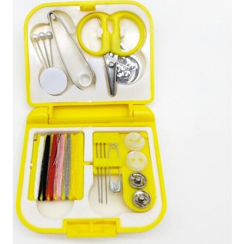 Yellow White Sewing storage Organizer, sewing kit Portable DIY tool with Needle Threads Scissor Thimble Buttons Pins Travel Home