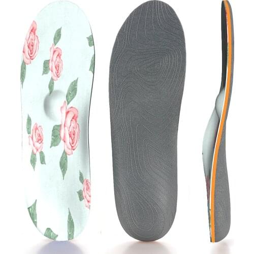 Flower Pattern Orthotic EVA Comfort Insoles for Heel, Arch and Ball of Foot with Targeted Cushioning and Arch Support