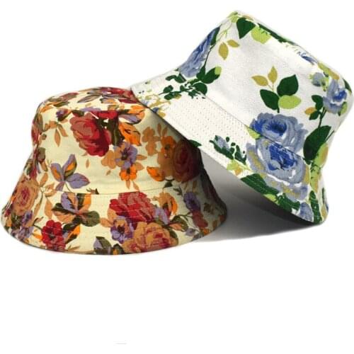 Women Floral Print Bucket Hat Cotton Fisherman Hats Fashion Summer Sun Cap Womens Caps Panama for Girls Hats