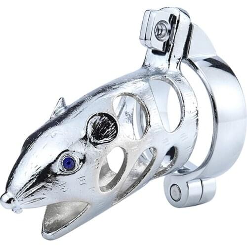 Chastity Device Zodiac Mouse Head Metal Male Belt Cock Cage Penis Ring Locking Bondage Sex Toys Products For Men