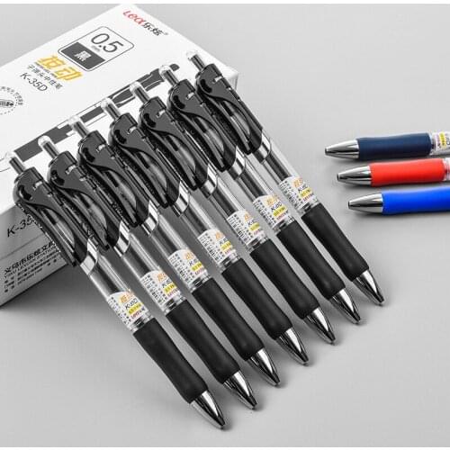 12pcs/pcs 0.5mm High-Capacity Press Type Gel Pens For Daily Writing School Student Examination Office Stationery Pens