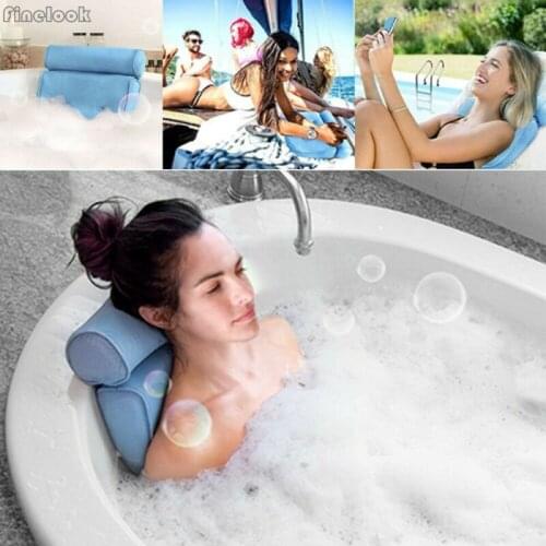 3D Mesh Spa Bath Pillow with Suction Cups Neck and Back Support Spa Pillow for Home Hot Tub Bathroom Accersories Breathable