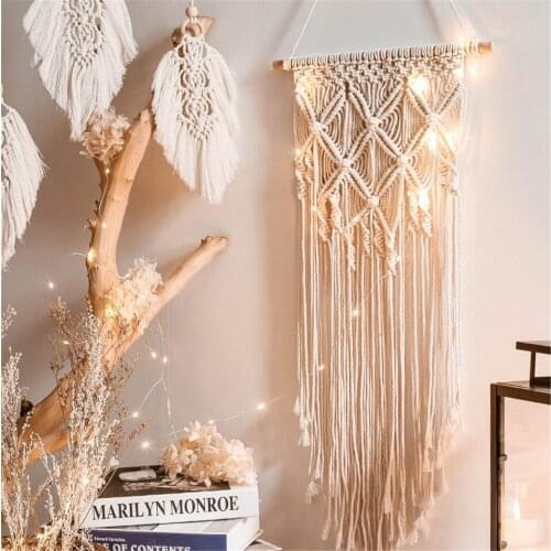 Chic Woven Macrame Tapestry Wall Hanging Bohemian Wedding Decor Living Room Girls Wall Accents Nordic Decoration Home Tapestries