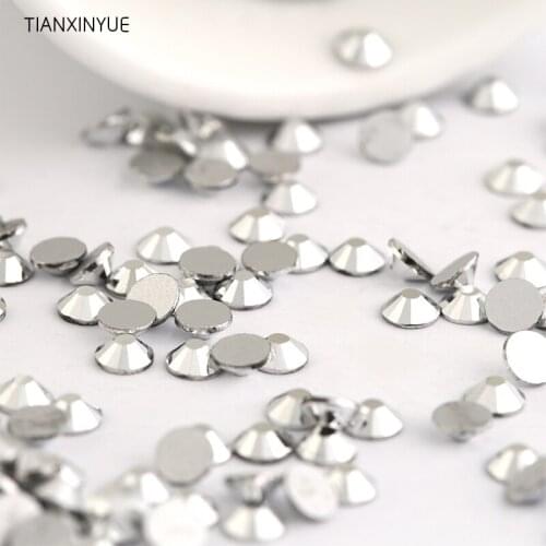 TIANXINYUE ss3-ss30 Labrador Crystal Silver nail Rhinestones Non Hot Fix FlatBack glue on Fabric and Phones rhinestone
