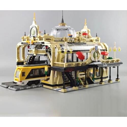 European Railway Station Creative Technology Street View Series Small Particles Assembled Building Blocks Childrens Toy Gift