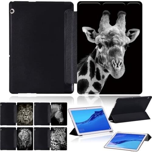 Ultra Slim Case for Huawei MediaPad T3 10 9.6-inch/MediaPad T5 10 10.1-inch Three-Fold Stand Case PU Leather Tablet Cover