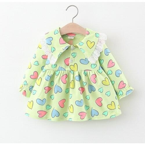 Spring Autumn Children Clothing Cotton Girls Dress Collar Christmas Flower Print Pattern Costumes Kid 1-4Y