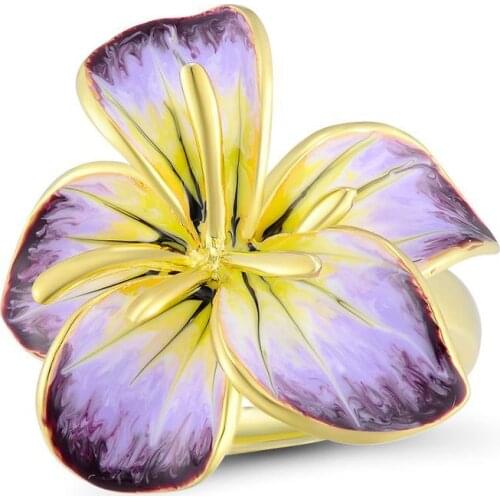 High-quality Jewelry for Ladies Gorgeous Purple Floral Fashion Jewelry Gifts Handmade Enamel Ring Engagement Ring
