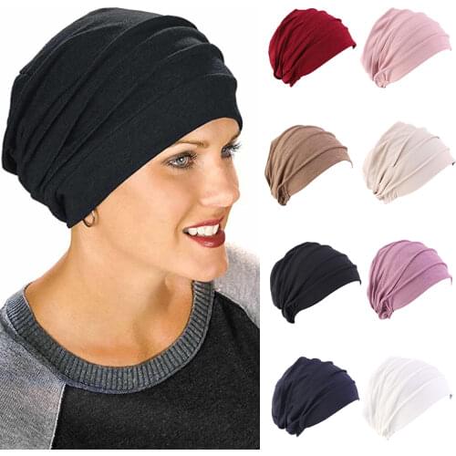 Women Slouch Beanie Chemo Cap Solid Color Bonnet