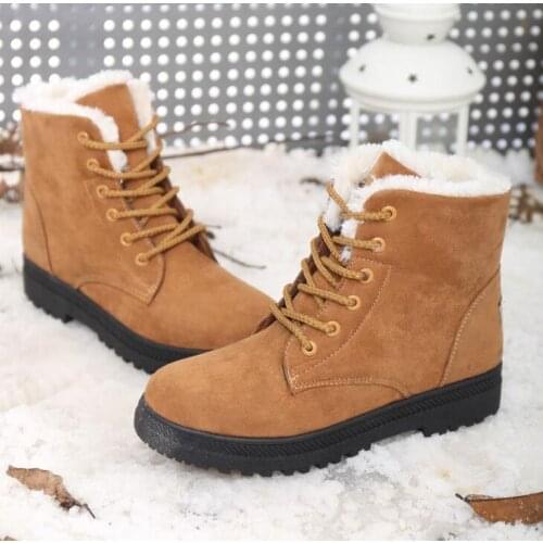 Snow boots 2019 classic heels suede women winter boots warm fur plush Insole ankle boots women shoes hot lace-up shoes