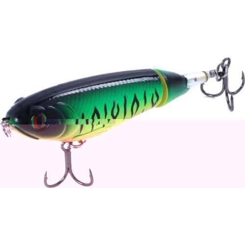 1pcs New Quality 9cm 17g Whopper Plopper Topwater Floating Fishing Lure Artificial Hard Popper Bait Soft Rotating Tail 8 colors