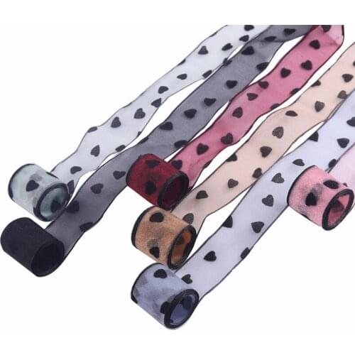 10/16/25/40mm 100 yards Sweet Heart Organza Sheer Ribbons For Crafts Fabric Supplies For Hair Ornaments Bow Elastic Earrings