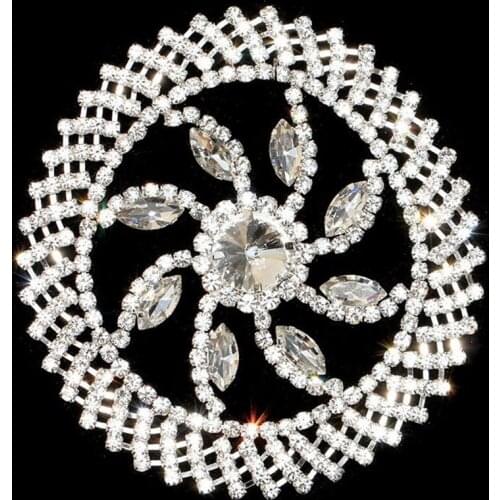 10Pieces Round Sew On Rhinestone Applique Crystal Diamond Stone Pactch For Party Dance Clothes 10x10cm