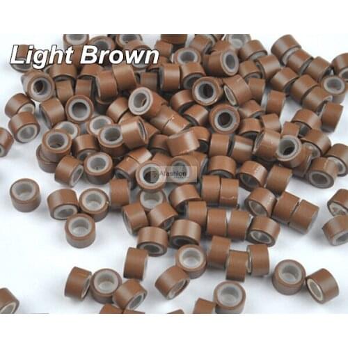 1000pcs Light Brown color 50*30*30mm Micro Silicone Ring Bead For Hair Extension alicate alargador styling tools free shipping