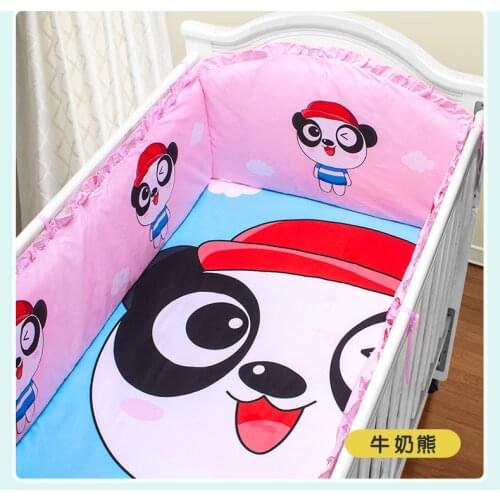 Promotion! 5PCS Cartoon Appliqued Girl Baby Cot Crib Bedding set,(4bumpers+sheet)
