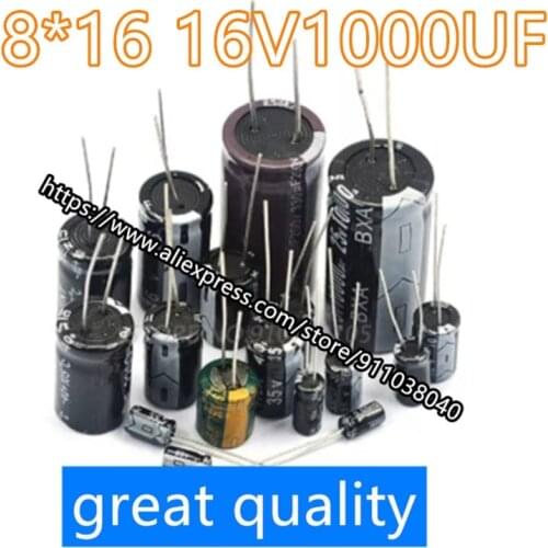 20pcs/lot Aluminum Electrolytic Capacitor 8*16 16v 1000UF 8x16 16V1000UF 16V dip good quality