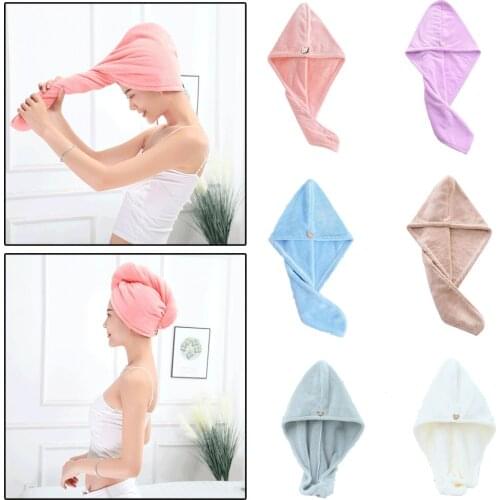 Bath Towels Bath Wrap Hat Quick Bathrobe Terry Hair Fast Drying Dryer Towel Lady For Bathroom Women Cap Turban Microfiber Towel