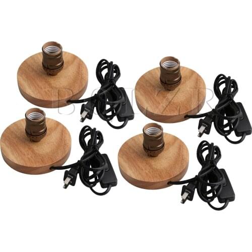 BQLZR 4 x Wooden Base E27 Threaded Bulb Lamp Holder for Showcase Green Bronze