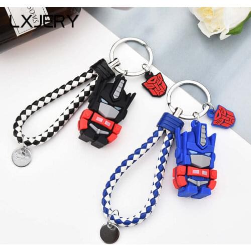 LXJERY 2 Colors Cute Cartoon Transformation Keychain Lovely Robot Key Chain For Women Bag Charm Pendant Key Ring Gifts Jewelry