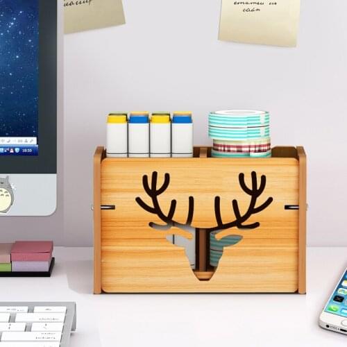 New Wood Pencil Holder For Desk Kids Pen Pencil Organizer Storage With 3 Adjustable Compartment Multi Use Stationery Case Home