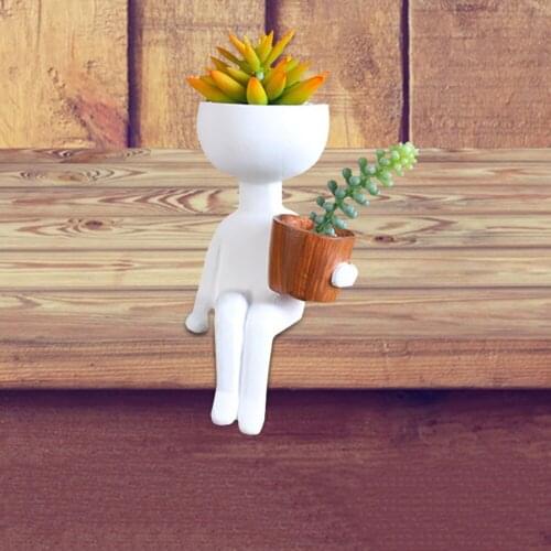 Flower Pot Vase Home Garden Decoration Imitation Humanoid Flower Pot Desktop Fleshy Flower Sitting Posture Mini Decor