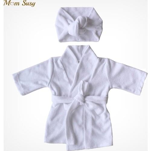 Newborn Baby Boy Girl Robe Set 100% Cotton Toweling Terry Infant Bathrobe Hooded Sleeprobe With Headwear Home Suit 0-2Y