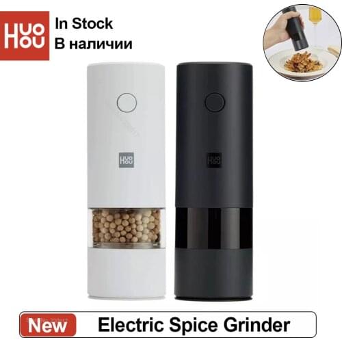 Huohou Electric Grinder LED Light 5 Modes Adjustable Electric Pepper Salt Spice Mill Grinder Seasoning Kitchen Tools Grinder