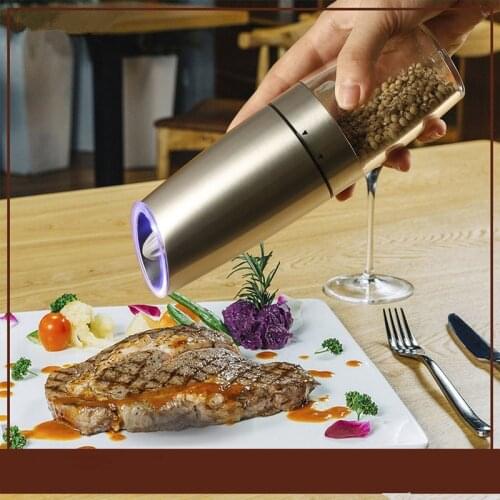 Salt Pepper Grinder with LED Light Set Gravity Adjustable Ceramic Electric Pepper Shaker Spice pimenta Kitchen Grinding Tool