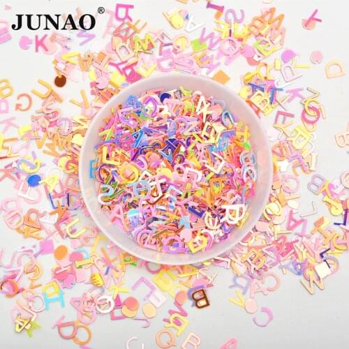 JUNAO 10g Mix Color Mix Shape Sparkles Small Letter Nail Sequins Face Nail Confetti Decoration Sequin Paillette Scrapbook Crafts